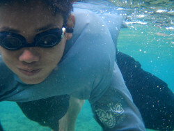 rain anorak in pool underwater